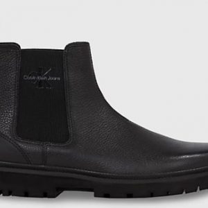 CALVIN KLEIN JEANS – Stivaletti Uomo in Pelle Eva Mid Chelsea Triplo Nero