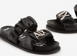 ARMANI EXCHANGE – Sandali flat in eco-nappa con fasce elastiche Nero