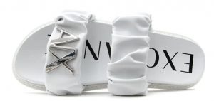 ARMANI EXCHANGE – Sandali flat in eco-nappa con fasce elastiche Bianco