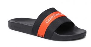CALVIN KLEIN – Ciabatte Uomo Slide Webbing Nero/Arancione