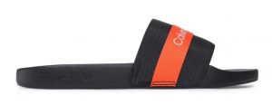 CALVIN KLEIN – Ciabatte Uomo Slide Webbing Nero/Arancione