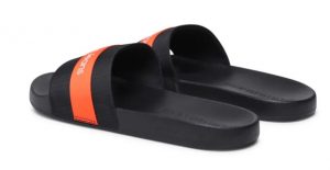 CALVIN KLEIN – Ciabatte Uomo Slide Webbing Nero/Arancione