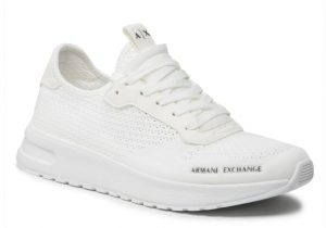 ARMANI EXCHANGE – Scarpe in maglia, micro-suede e tessuto stretch Bianca