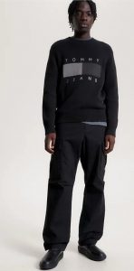 TOMMY HILFIGER – Pullover Uomo Relaxed Fit con Distintivo Nero