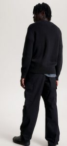 TOMMY HILFIGER – Pullover Uomo Relaxed Fit con Distintivo Nero