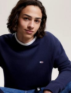 TOMMY HILFIGER – Pullover Uomo Essential con Bandierina Twilight Navy