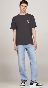 TOMMY HILFIGER – T-Shirt con Logo Metallizzato sul Retro New Charcoal