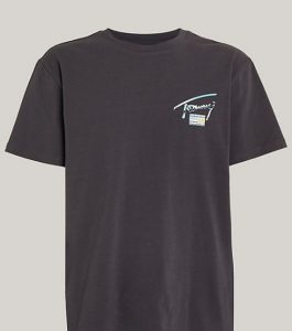 TOMMY HILFIGER – T-Shirt con Logo Metallizzato sul Retro New Charcoal