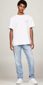 TOMMY HILFIGER – T-Shirt con Logo Metallizzato sul Retro Bianco