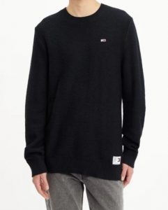 TOMMY HILFIGER – Pullover Uomo con Doppio Logo Nero