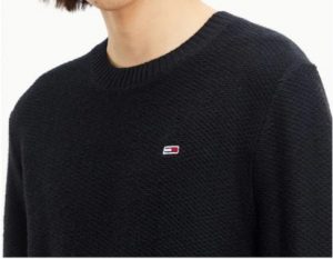 TOMMY HILFIGER – Pullover Uomo con Doppio Logo Nero