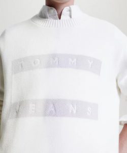 TOMMY HILFIGER – Pullover Uomo Relaxed Fit con Distintivo Bianco
