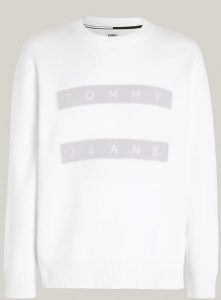 TOMMY HILFIGER – Pullover Uomo Relaxed Fit con Distintivo Bianco