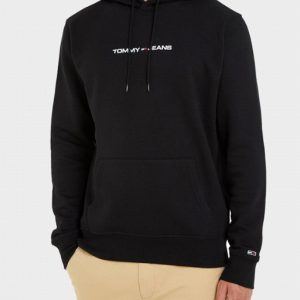 TOMMY HILFIGER – Felpa Invernale Uomo con Logo Lineare Ricamato Nero