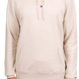 TOMMY HILFIGER – Felpa Invernale Uomo con Logo Lineare Ricamato Beige