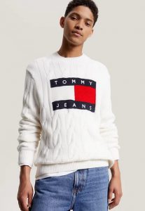 TOMMY HILFIGER – Pullover Uomo Essential in Maglia Intrecciata