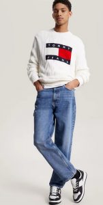 TOMMY HILFIGER – Pullover Uomo Essential in Maglia Intrecciata