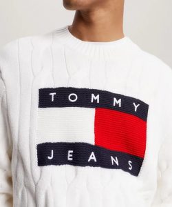 TOMMY HILFIGER – Pullover Uomo Essential in Maglia Intrecciata