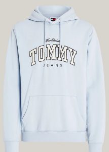 TOMMY HILFIGER – Felpa Uomo Varsity con Cappuccio e Logo Breezy Blue