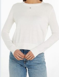 TOMMY HILFIGER – Maglione Essential Girocollo in Maglia Donna Bianco