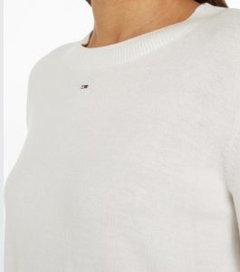 TOMMY HILFIGER – Maglione Essential Girocollo in Maglia Donna Bianco