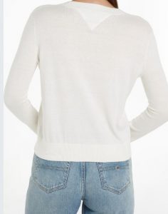 TOMMY HILFIGER – Maglione Essential Girocollo in Maglia Donna Bianco