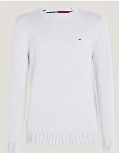 TOMMY HILFIGER – Pullover Uomo Essential con Bandierina Silver Grey Htr
