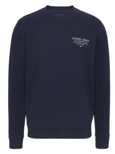 TOMMY HILFIGER – Felpa Uomo Essential Graphic Logo Blu Navy