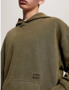 TOMMY HILFIGER – Felpa Uomo Essential Relaxed Fit con Distintivo Verde Oliva