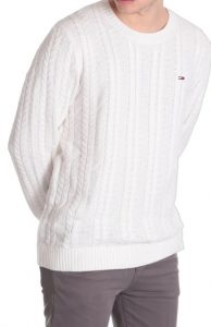 TOMMY HILFIGER – Maglione Cable Uomo Bianco Antico