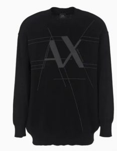 ARMANI EXCHANGE – Maglione Girocollo Uomo con Logo Ricamato Nero