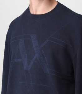 ARMANI EXCHANGE – Maglione Girocollo Uomo con Logo Ricamato Navy