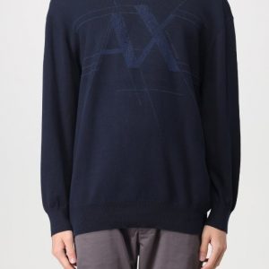 ARMANI EXCHANGE – Maglione Girocollo Uomo con Logo Ricamato Navy