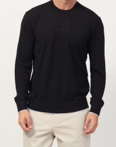 ARMANI EXCHANGE – Maglione Girocollo in Cotone Viscosa e Seta Nero o Bianco