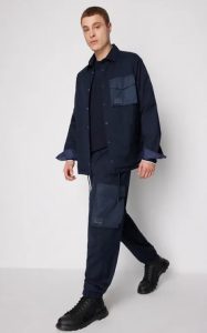 ARMANI EXCHANGE – Maglione Girocollo in Cotone Viscosa e Seta Blu Navy