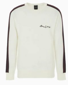 ARMANI EXCHANGE – Pullover Uomo Girocollo Casual Bianco