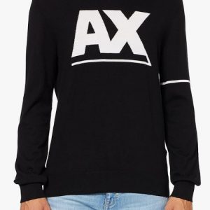 ARMANI EXCHANGE – Pullover Logo a Contrasto Maglione Uomo Nero