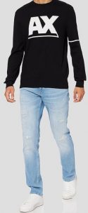 ARMANI EXCHANGE – Pullover Logo a Contrasto Maglione Uomo Nero