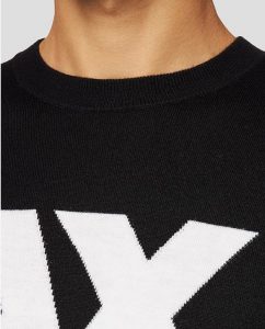 ARMANI EXCHANGE – Pullover Logo a Contrasto Maglione Uomo Nero