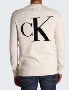 CALVIN KLEIN – Maglione in Cotone Monogramma Avorio