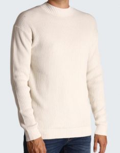CALVIN KLEIN – Maglione in Cotone Monogramma Avorio