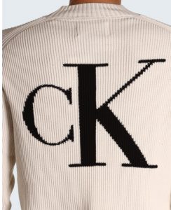 CALVIN KLEIN – Maglione in Cotone Monogramma Avorio