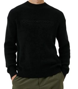 CALVIN KLEIN JEANS – Pullover Girocollo con Logo Nero