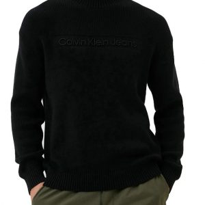 CALVIN KLEIN JEANS – Pullover Girocollo con Logo Nero
