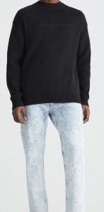 CALVIN KLEIN JEANS – Pullover Girocollo con Logo Nero