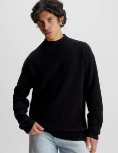 CALVIN KLEIN – Maglione in Cotone Monogramma Nero