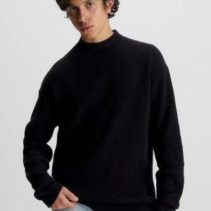 CALVIN KLEIN – Maglione in Cotone Monogramma Nero