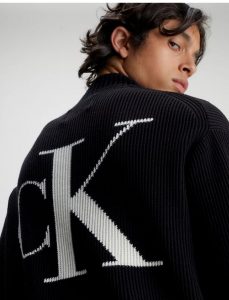 CALVIN KLEIN – Maglione in Cotone Monogramma Nero