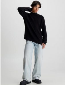 CALVIN KLEIN – Maglione in Cotone Monogramma Nero