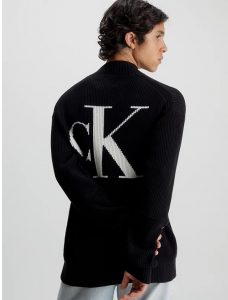 CALVIN KLEIN – Maglione in Cotone Monogramma Nero